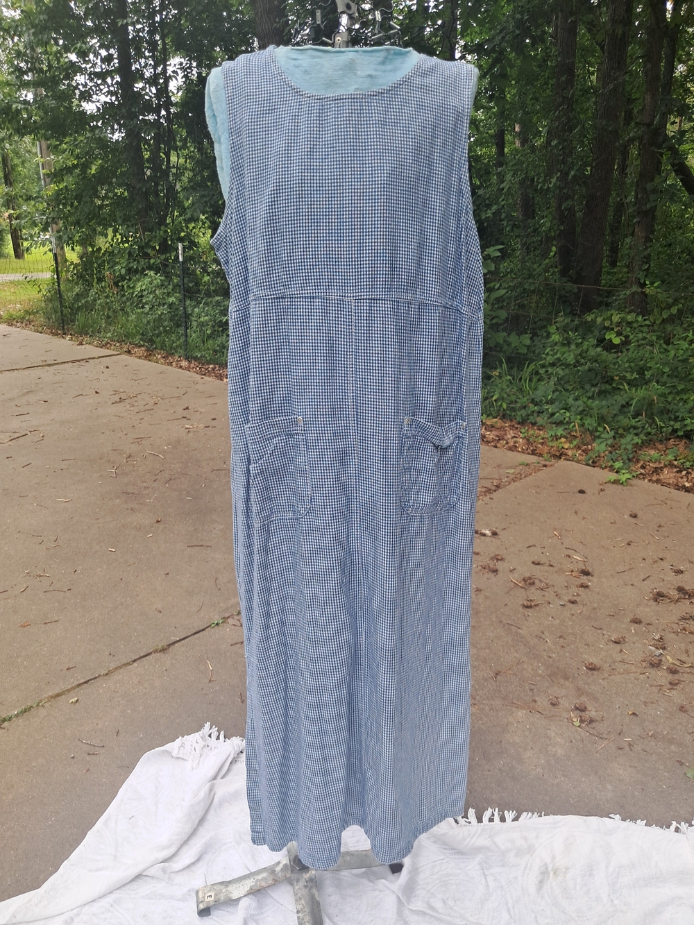 Faded Glory Blue Gingham Maxi Dress